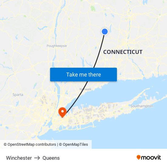 Winchester to Queens map