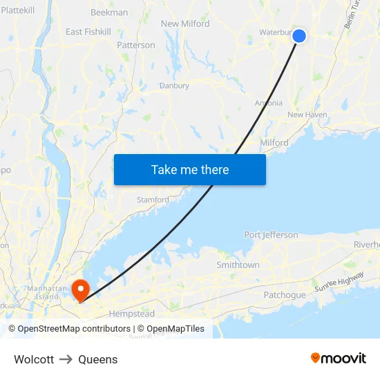 Wolcott to Queens map