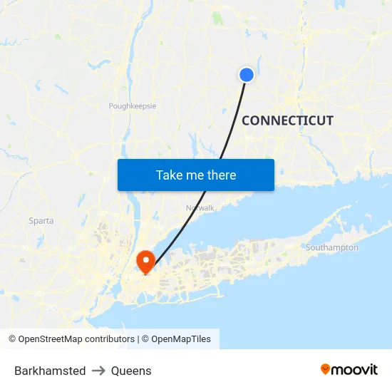 Barkhamsted to Queens map