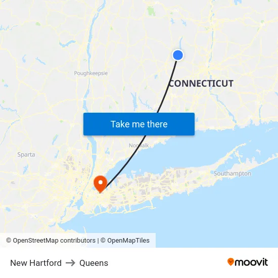 New Hartford to Queens map