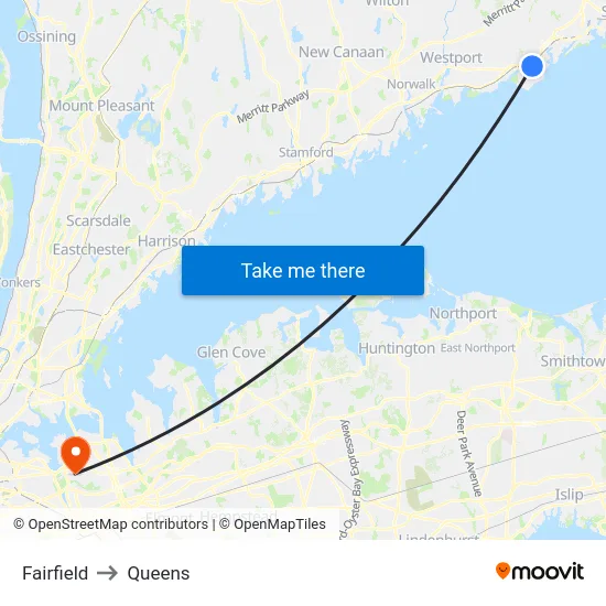 Fairfield to Queens map