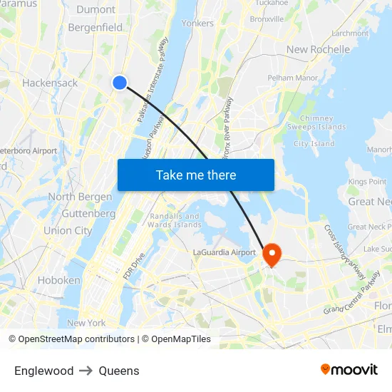 Englewood to Queens map