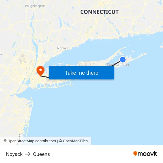 Noyack to Queens map