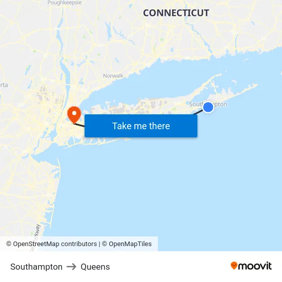 Southampton to Queens map