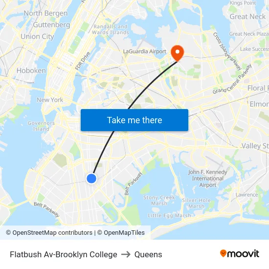 Flatbush Av-Brooklyn College to Queens map