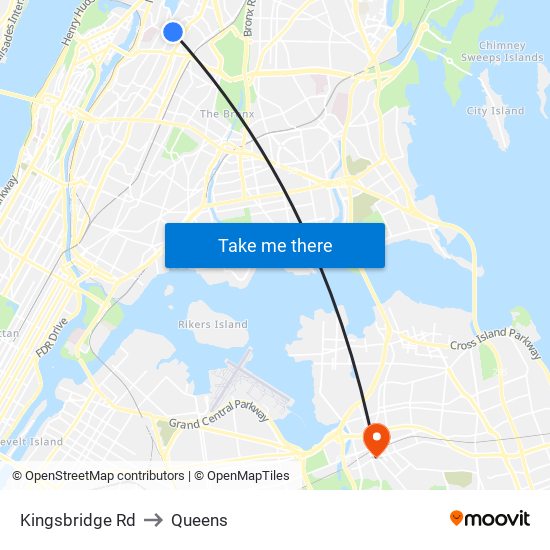 Kingsbridge Rd to Queens map