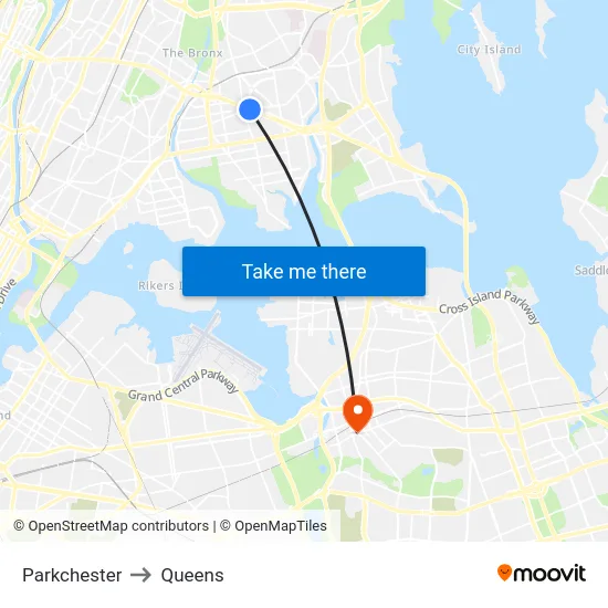 Parkchester to Queens map