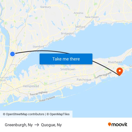 Greenburgh, Ny to Quogue, Ny map