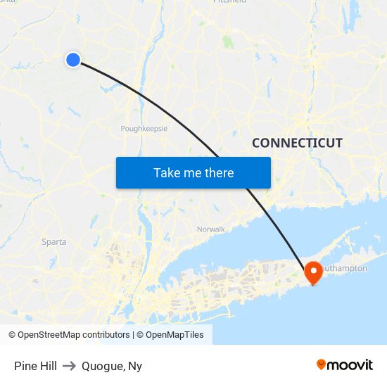 Pine Hill to Quogue, Ny map