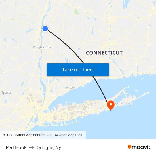 Red Hook to Quogue, Ny map