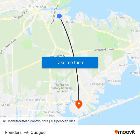 Flanders to Quogue map