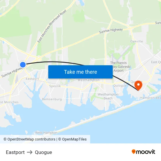 Eastport to Quogue map