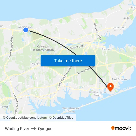 Wading River to Quogue map