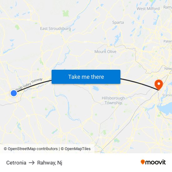Cetronia to Rahway, Nj map