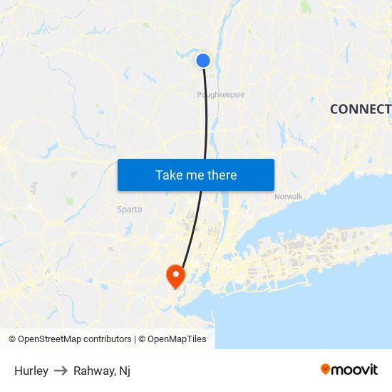 Hurley to Rahway, Nj map