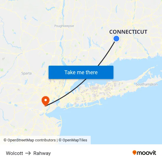 Wolcott to Rahway map