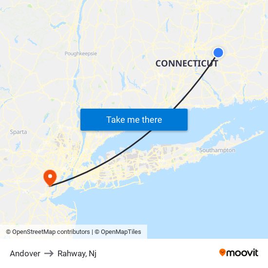 Andover to Rahway, Nj map