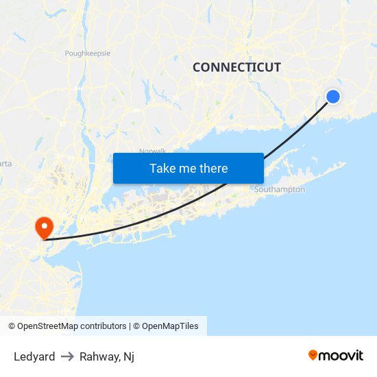 Ledyard to Rahway, Nj map