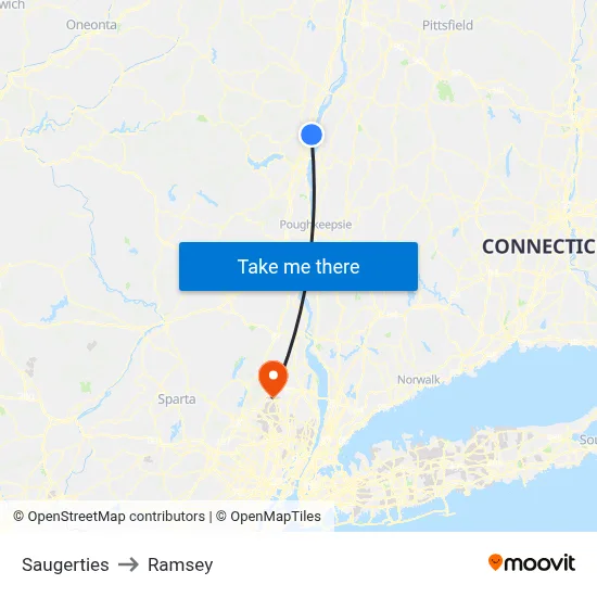 Saugerties to Ramsey map