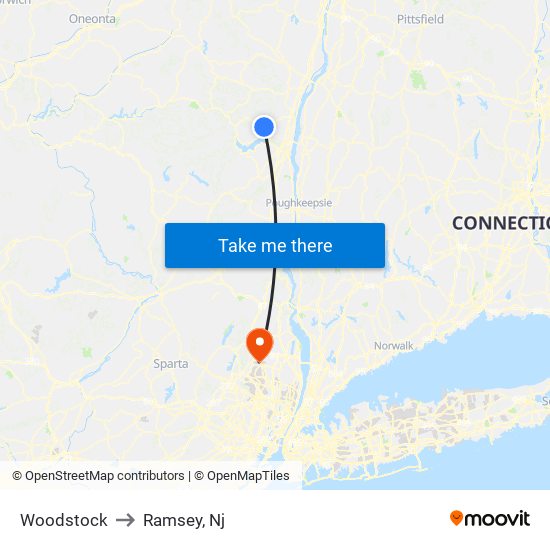 Woodstock to Ramsey, Nj map