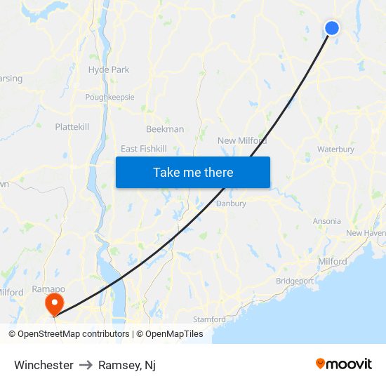 Winchester to Ramsey, Nj map