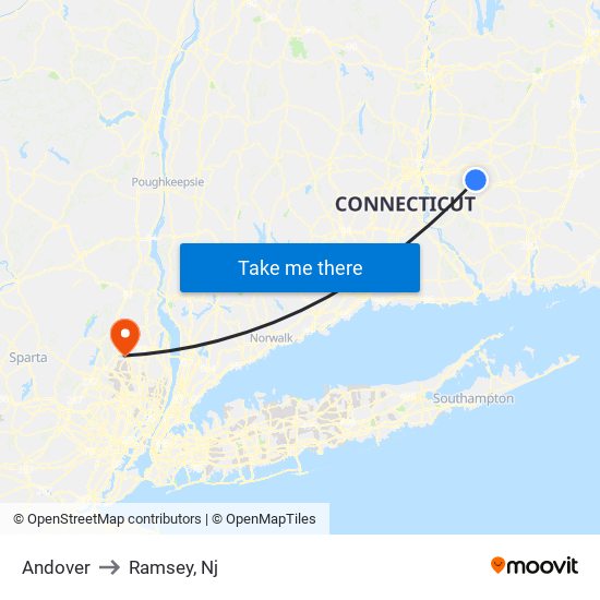 Andover to Ramsey, Nj map