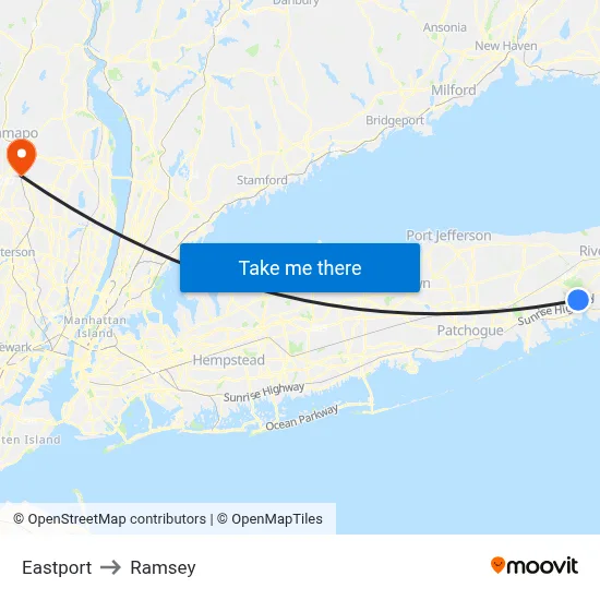 Eastport to Ramsey map