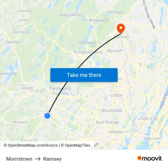 Morristown to Ramsey map