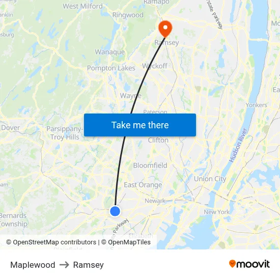 Maplewood to Ramsey map