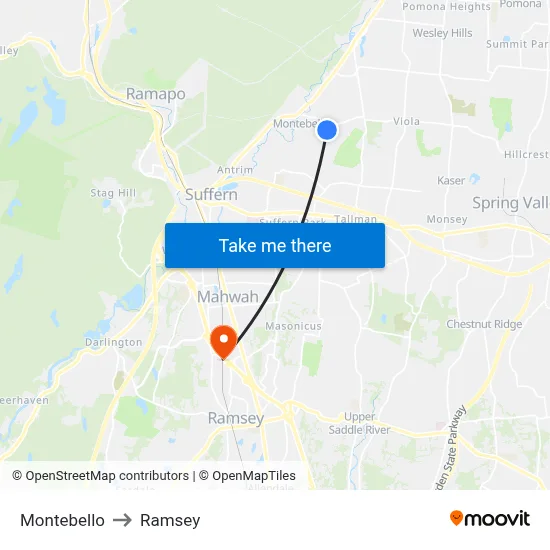 Montebello to Ramsey map