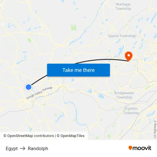 Egypt to Randolph map