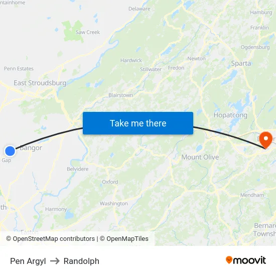 Pen Argyl to Randolph map