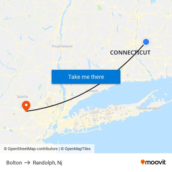 Bolton to Randolph, Nj map