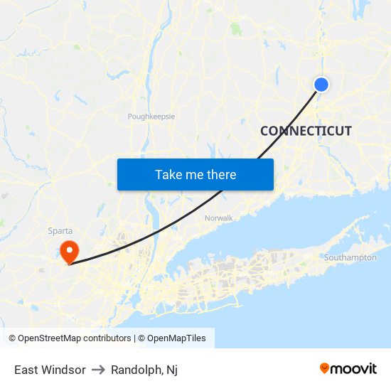 East Windsor to Randolph, Nj map