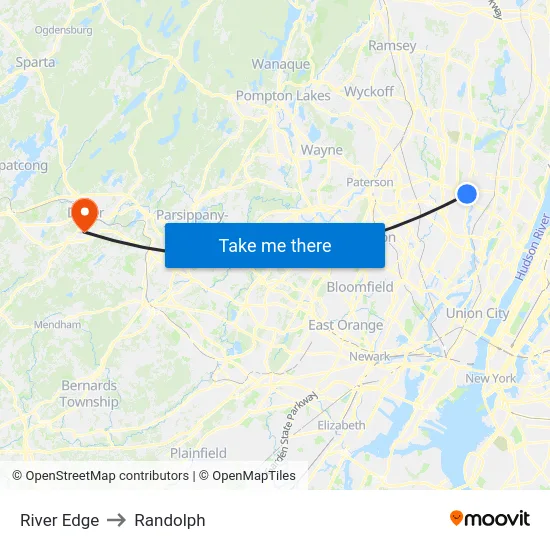 River Edge to Randolph map