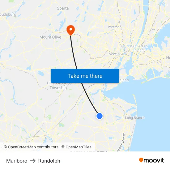 Marlboro to Randolph map