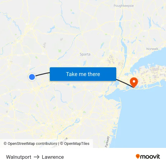 Walnutport to Lawrence map