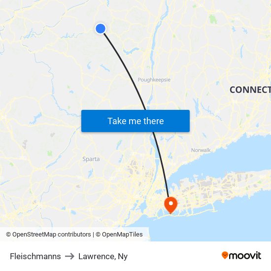 Fleischmanns to Lawrence, Ny map