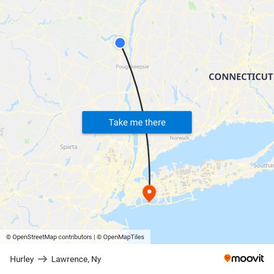 Hurley to Lawrence, Ny map