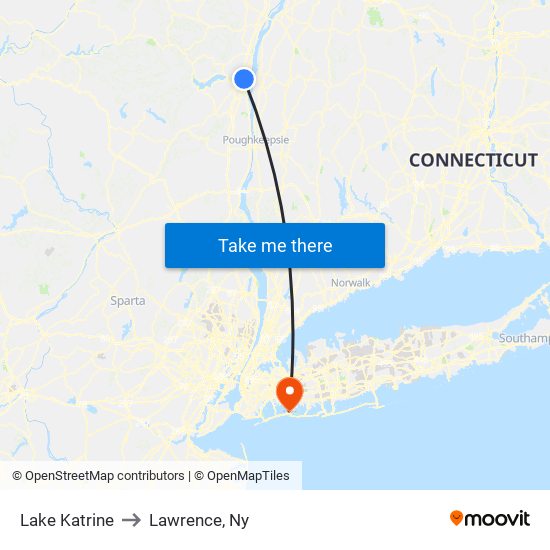 Lake Katrine to Lawrence, Ny map