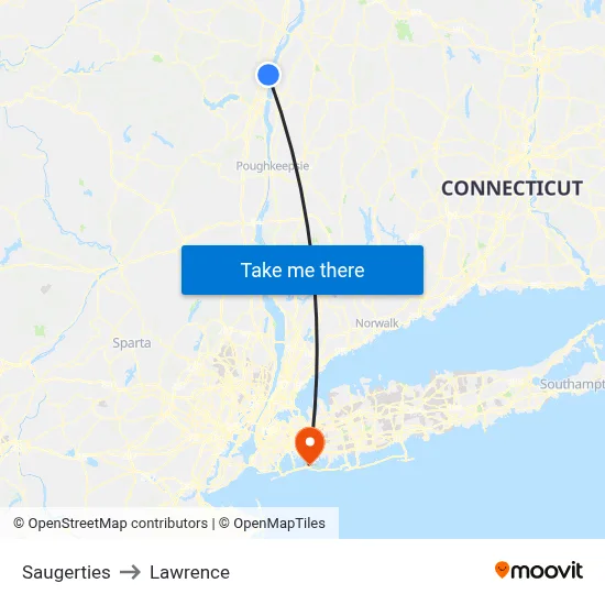 Saugerties to Lawrence map