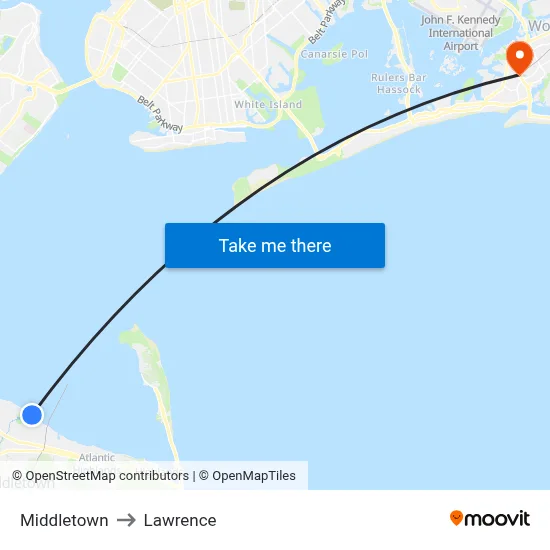 Middletown to Lawrence map