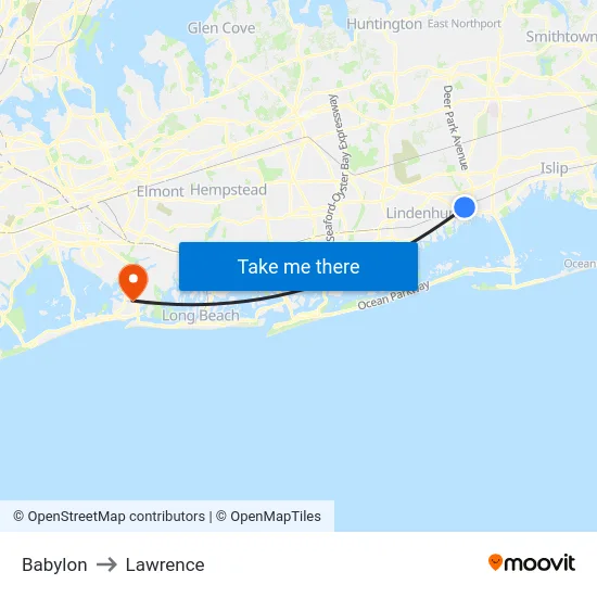 Babylon to Lawrence map