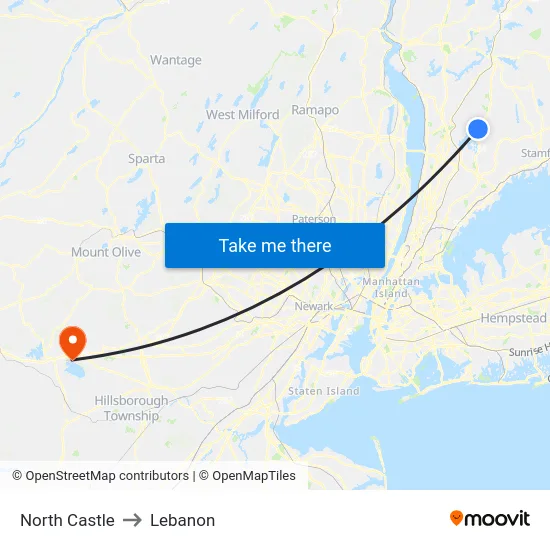 North Castle to Lebanon map