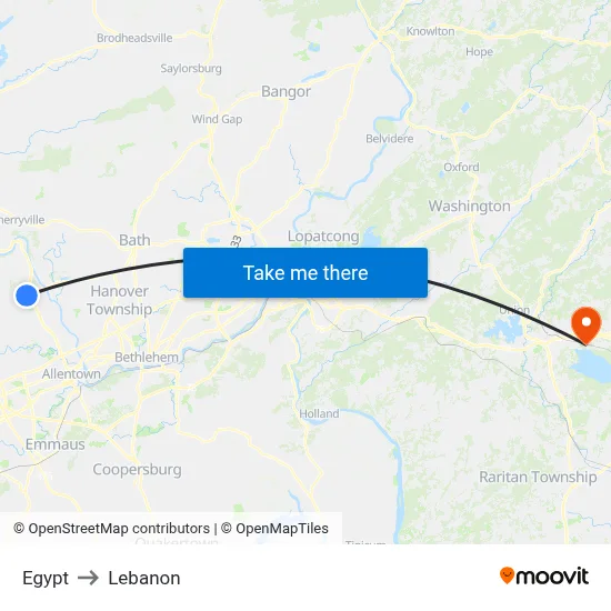 Egypt to Lebanon map