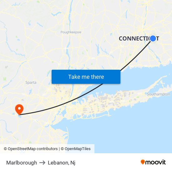 Marlborough to Lebanon, Nj map