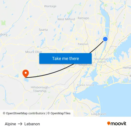 Alpine to Lebanon map