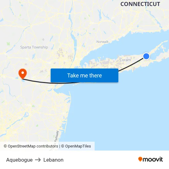 Aquebogue to Lebanon map