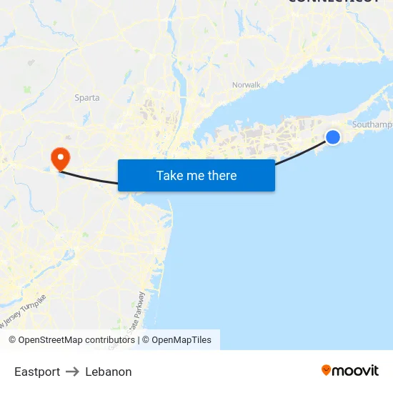 Eastport to Lebanon map