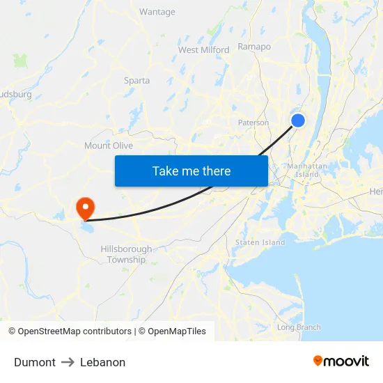 Dumont to Lebanon map